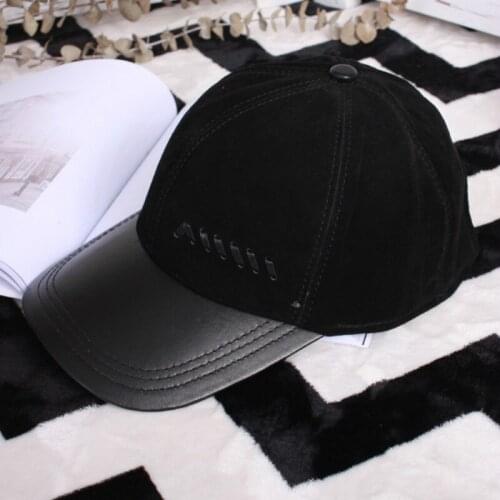 Genuine Leather Male Hat Pig Velvet Leather Visor Cap Middle Age Elderly Men Leisure Outdoor High Quality Fashionable Hats H6952