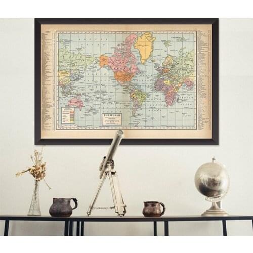 Old World Map Poster Classroom Decoration Vintage Classic Map Canvas Painting Retro Art Prints Wall Picture Home Office Decor
