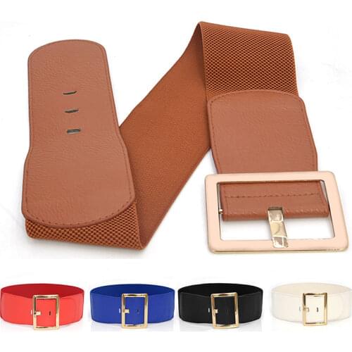 Fashion PU Leather Elastic Wide Belts for Women Stretch Thick Waist Belt Dress Plus Size By Beltoxfine