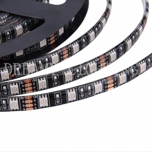 Led strip light black pcb 5050 waterproof ip65 300led 5m dc 12v 6500k white warm white RGB red blue green yellow pink led tape