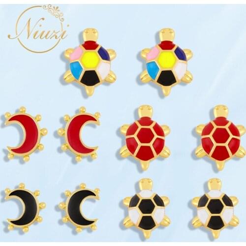 2021 Fashion Fine Moon Stud Earrings For Women Girl Vintage Cute Pink Color Turtle Piercing Earring Female K-pop Accessories Hot