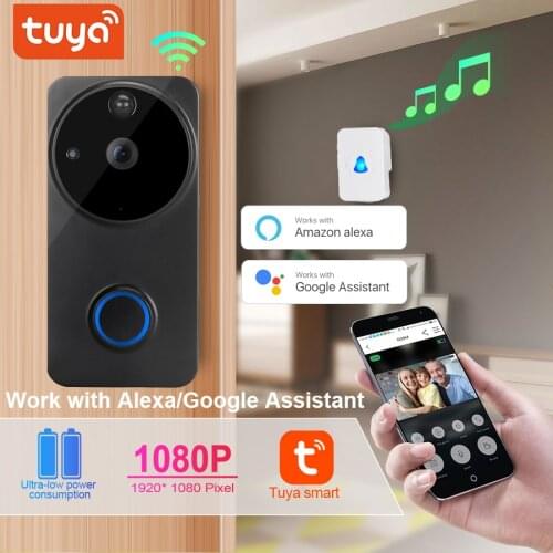 Tuya 1080P wifi video doorbell Alexa Google Home IP54 Waterproof Outdoor Wireless Smart Video Doorbell Intercom Camera WiFi