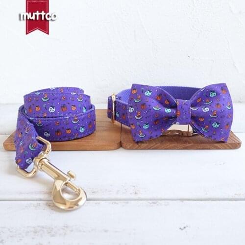 MUTTCO unique collar THE HELLOWEEN NIGHT convenient to walk the dog leash accessory for small medium large dog 5 size UDC091J