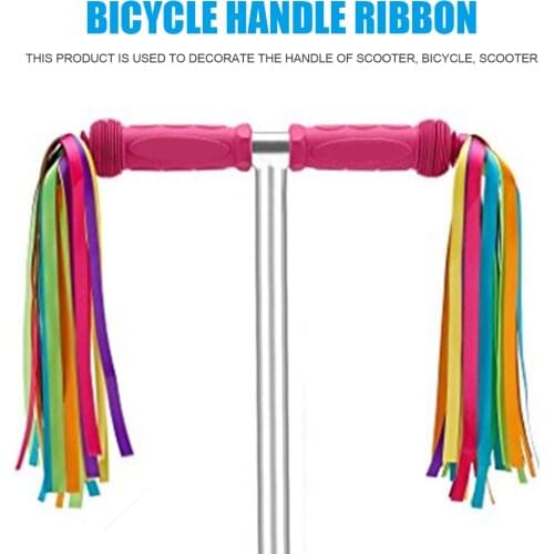 Bicycle Handlebar Colorful Tassel Streamers Kids Scooter Bike Decor Ribbon Tassel Ribbons Cycling Accessories 2pcs