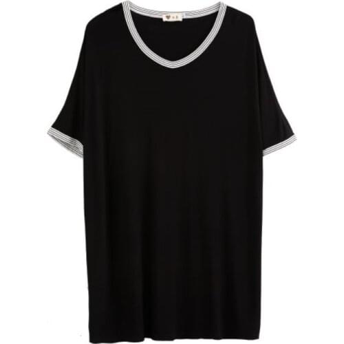 Green V-Neck Nightdress Female Summer New Modal Casual Home Dress Loose Half Sleeve Nightgown Splice Collar Fashion Sleepwear