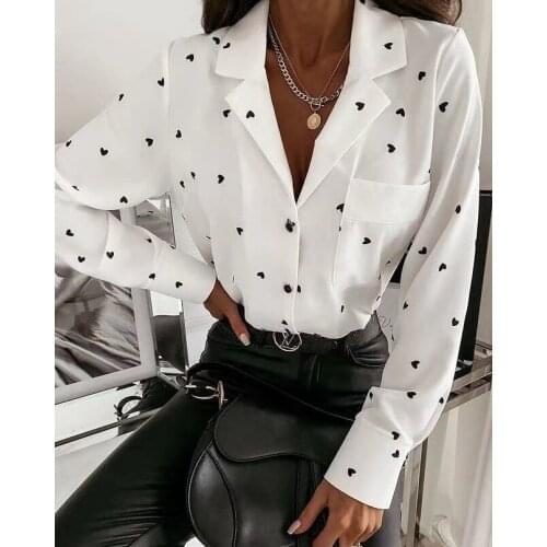 2021 INS Ladies Casual Fashion Ladies Street Sexy Temperament Temperamental Commuter Printed Long-Sleeved Shirt
