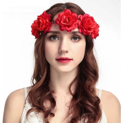 Beautiful Simulation Flower Headband Wedding Crown Women Hairband Female Wedding Floral Head Wreath Bridesmaid Bridal Headpiece