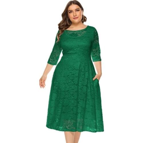 Plus Size Women Lace Dress Spring Autumn Long Sleeve Party Dress High Waist Maxi Long Dresses Birthday Party Dress Club Dress