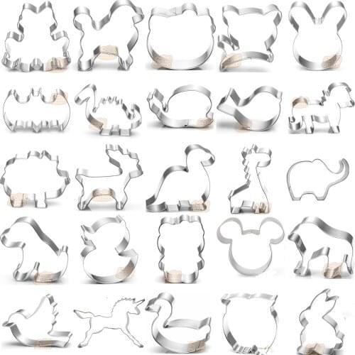 1pcs Cartoon Animal Dog Bird Horse Duck Cat Stainless Steel Cookie Cutter Fruit Cutting Die Cupcake Stamp Biscuit Pastry Mold