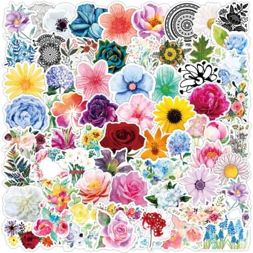 10/50/100pcs Mixed Pretty Flowers Stickers DIY Bike Travel Luggage Guitar Phone Laptop Cool Graffiti Sticker Decals