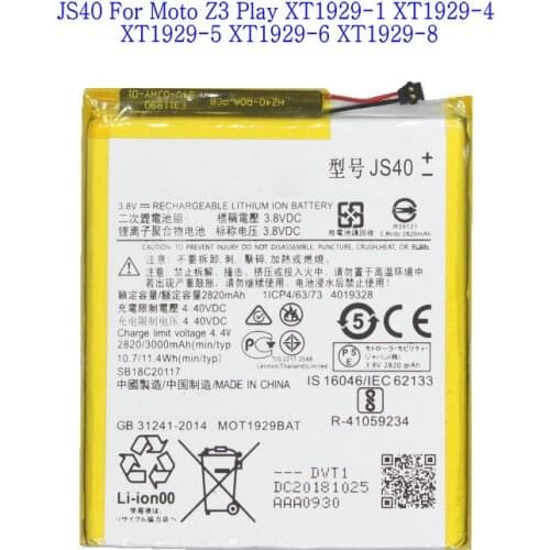 1x 3000mAh JS40 3.8V Replacement battery For MOTOROLA Moto Z3 Play XT1929-1 XT1929-4 XT1929-5 XT1929-6 XT1929-8 batteries