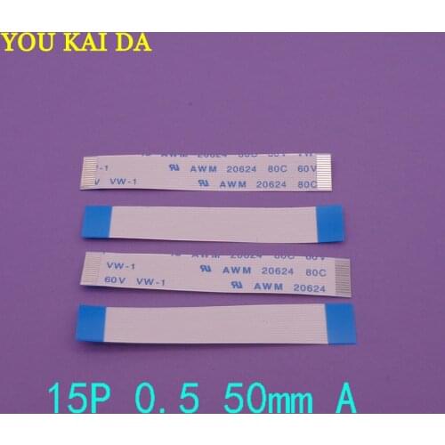 2-500X 15pin FFC FPC flat line flexible cable 0.5mm pitch 15 pin A Forward Length 50mm Ribbon Flex Cable AWM 20624 80C 60V VW-1