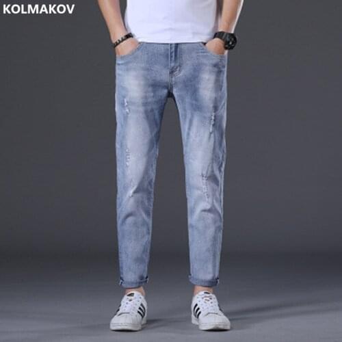 2020 New fashion Straight Mens Denim Jeans elasticity slim Jeans Mens High quality Classic Casual Jeans men Pencil pants
