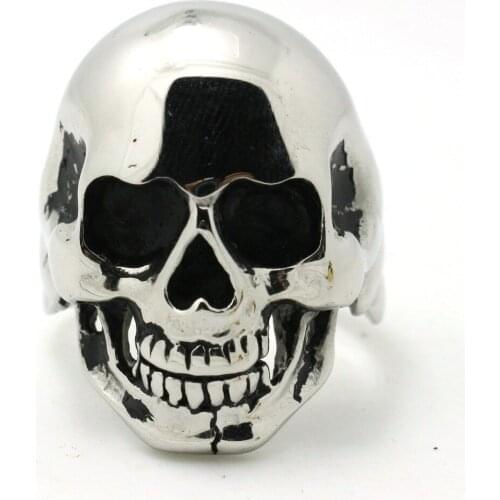 40g Mens Biker 316L Stainless Steel Ghost Rider Fashion Polishing Skull Ring Wholesale Price