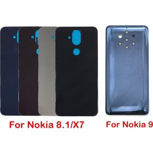 5pcs/lots For Nokia 9 / For Nokia 7 / For Nokia 7.1 / For Nokia 8.1 X7 Back Glass Rear Cover Battery Door Housing back cover