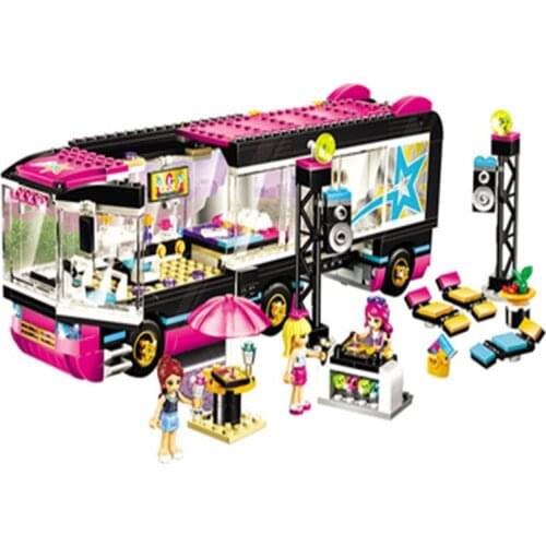 684pcs 10407 Girl Friend Big Singer Tour Bus 41106 Assembled Building Block Toy Gifts