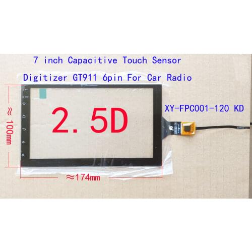 7 inch 174*100mm Sensor Digitizer For Carplay Car Radio 2.5D Glass G+G XY-FPC001-120 KD XCGP7.0-094 GT911 6pin