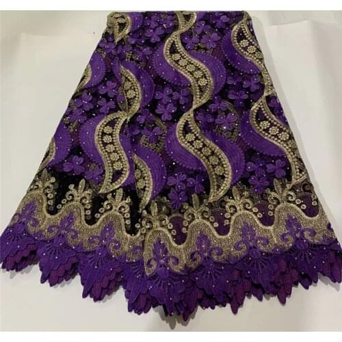 African Lace Fabric 2020 Embroidered Nigerian Laces Fabric High Quality French Tulle Lace Fabric purple color For Women d66-397