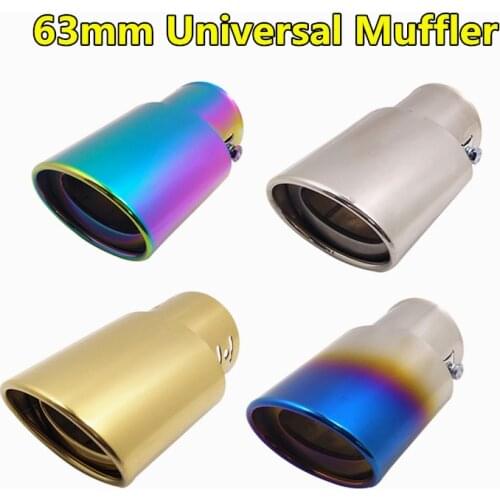 4 Colors Car-styling 63mm Diameter Modified Universal Stainless Steel Round Outlet Car Exhaust End Tip Pipe Decorate Parts