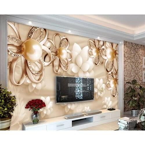 Beibehang murals European 3d jewelry flower mural wallpaper TV background wall living room bedroom home decoration 3d wallpaper