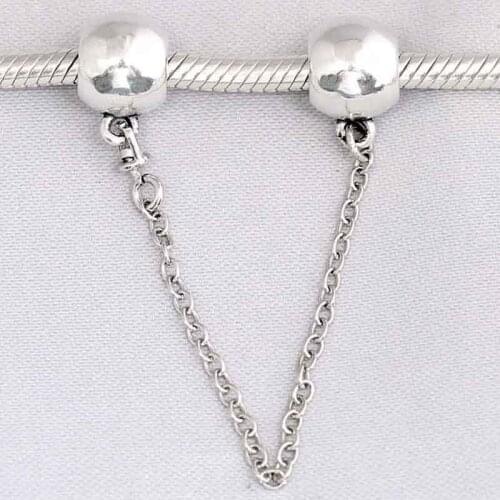 Original Logo Ball Lock Safety Chain Beads Fit 925 Sterling Silver Bead Charm Women Pandora Bracelet Bangle Diy Jewelry