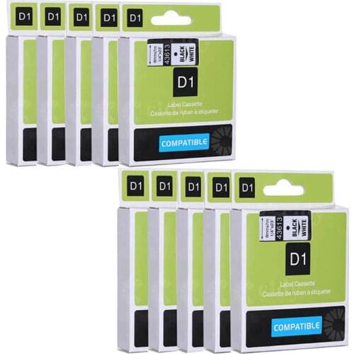 CIDY 10pcs 43613 Compatible Dymo D1 6mm Label Tape Black on White Label Ribbons for Dymo 160 280 Dymo PNP Label Manager