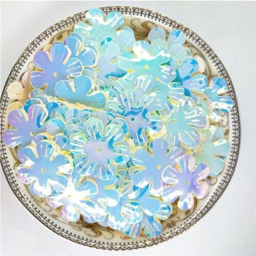 50g/lot 24mm Flower Sequins PVC Loose Paillette For Crafts Sewing DIY Spangles Shoes Bags Garment Accessories Shining Beige AB