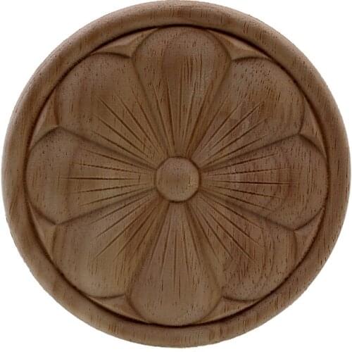Flower Wood Carving Natural Appliques For Furniture Cabinet Unpainted Wooden Christmas Wood Carvings Home Decoration Accessories