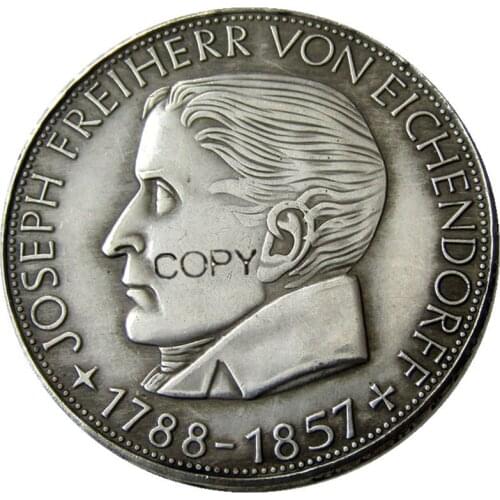 DE(13) GERMANY (Federal Republic) 5 Mark 1957 J Silver Plated Copy Coin