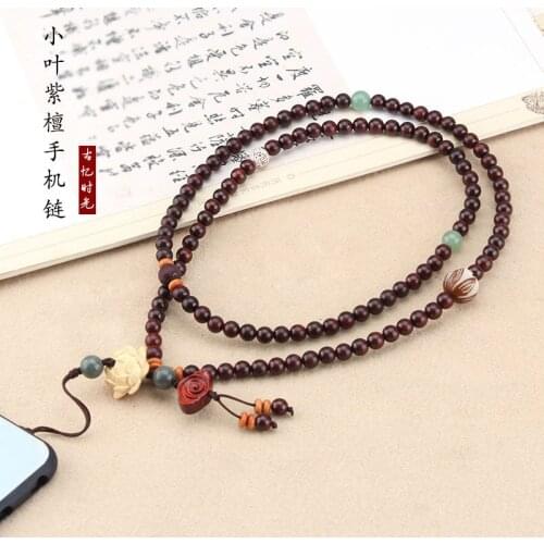 Wood Beads Neck Strap Keychains Pendant Neckline Lanyard Mobile Phone Strap Charms Keyring Buckle Rope Anti-slip Cord Lanyard