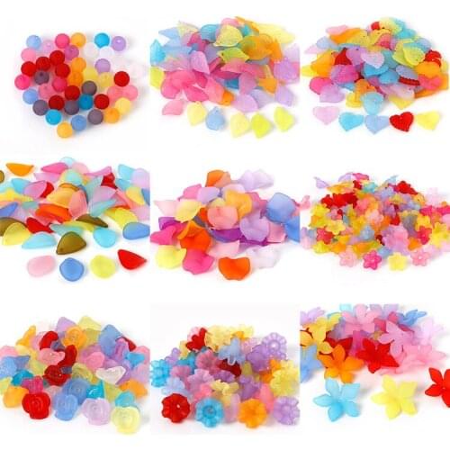 DIY Accessories Material Frosted Acrylic Flower Petals round Beads Leaves Hairpin Hairpin Ornament Headdress Material