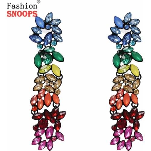 FASHIONSNOOPS Long Rhinestone Dangle Earrings For Woman Charm Party Jewelry Crystal Earrings Accessories