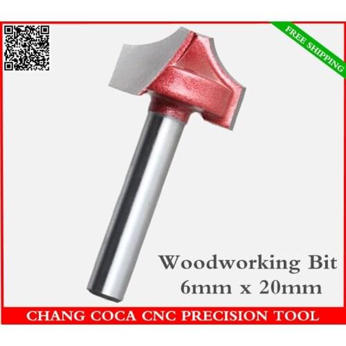 6mm*20mm,Freeshipping CNC solid carbide trimming End Mill,tungsten steel woodworking insert router bit,wood tools,1/4 R cutter