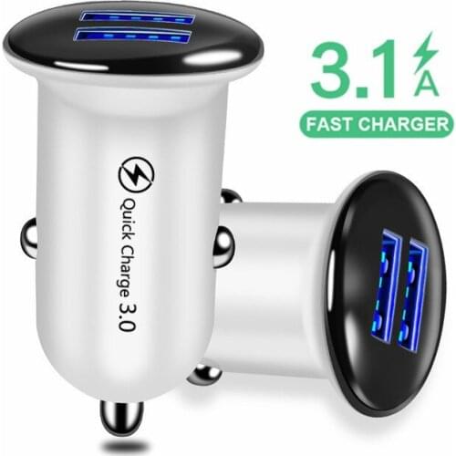 QC3.0 3.1 mA Mini Car Charger Compact Portable USB Single Port Car Charging 12-24V Intelligent IC Fast Charging Car Charging
