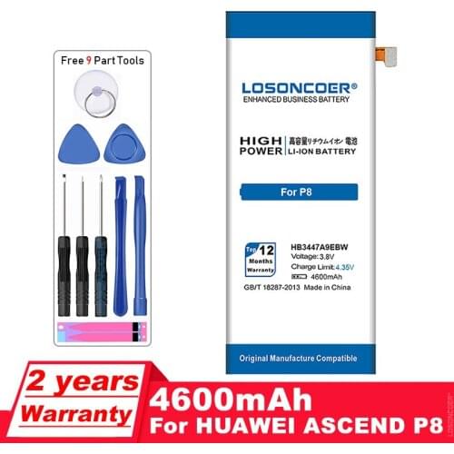 LOSONCOER 4600mAh HB3447A9EBW Battery for Huawei Ascend P8 Battery GRA-L09 GRA-UL00 GRA-CL00 GRA-TL00 GRA-TL10 GRA-UL10