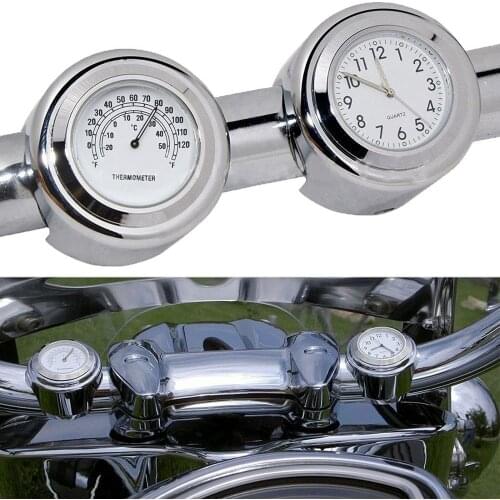 22-25MM Motorcycle Handlebar Clock Thermometer Moto Handlebar Mount Dial Clock Watch Thermometer Temp Gauga for Yamaha Kawasaki