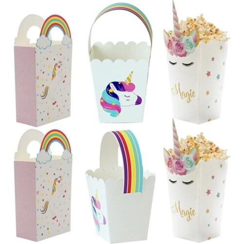 Cartoon Popcorn Box Party Favors Candy Gift Boxes Paper Bags Movie Theater Dessert Table Decoration Birthday Wedding Supplies