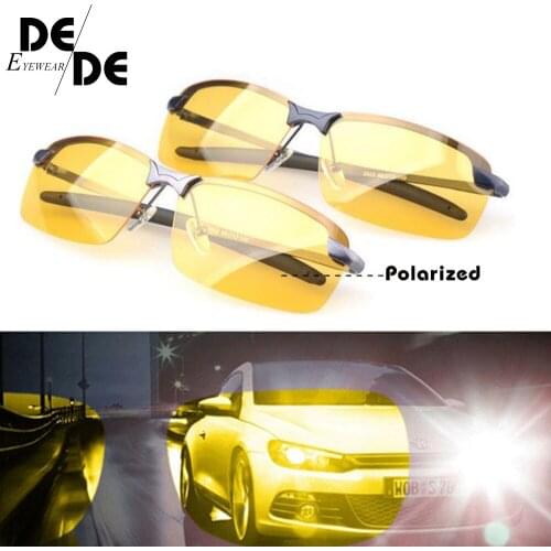2019 New Yellow Lense Night Vision Driving Glasses Men Polarized Driving Sunglasses Polaroid Goggles Reduce Glare