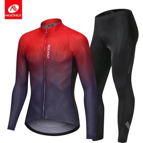 NUCKILY 2021 Men Racing Bicycle Quick-Dry Jersey Fashion Cycling Jersey Set Mountain Bike Clothing Outdoor Cycling Sportswear