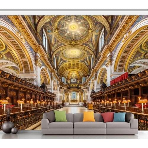 Customized large-scale 3D mural wallpaper three-dimensional mural Roman column building television background wall