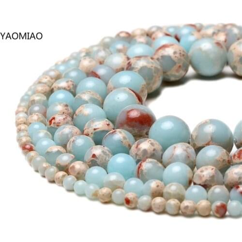 Wholesale Round ShouShan Stone Snakeskin Blue Stone Beads For Jewelry Making Pick Size 15inches 4-12mm Diy Necklace Accessories