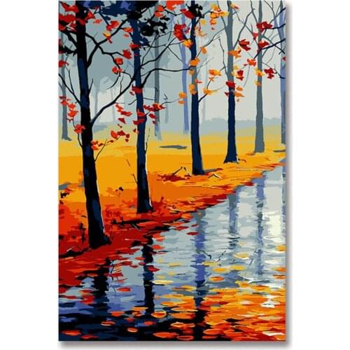 Autumn River Mangrove Landscape Digital Painter Coloring Himself Living Room Decoration Painting No worries Express