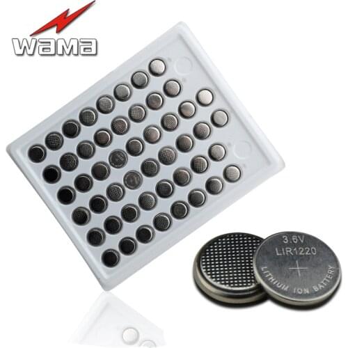 50x Wama LIR1220 3.6V Rechargeable Button Batteries Can Replace the CR1220 Can Be Processed Welding Foot Battery Wholesales