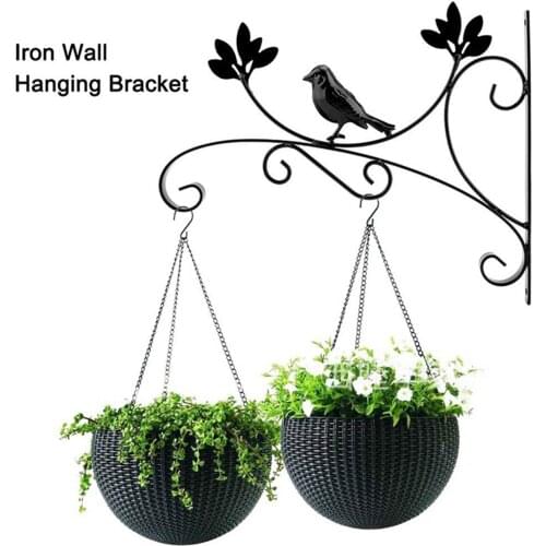 Flower Stand Wall-Mounted Bracket Outdoor Hook Metal Hanger Storage Rack for Plants Flowerpots Black