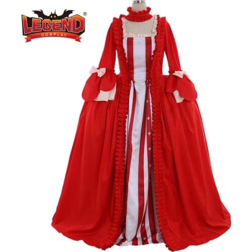 Rococo Colonial Georgian 18th Marie Antoinette Day Court gown Dress red dress