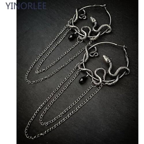 Goth Snake Hoop Earrings Wiccan Creative Gothic Jewelry Punk Jewelry Rock VINTAGE Statement Fashion Women Gift Accessories 2021
