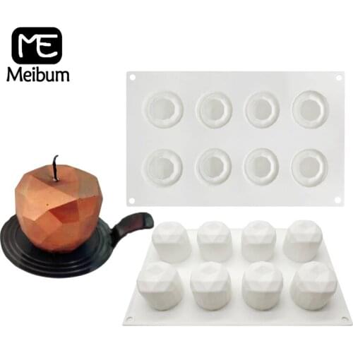 Meibum 8 Cavity Diamond Apple Silicone Cake Mold Chocolate Cupcake Mousse Baking Tools French Dessert Pastry Tray Candle Mould
