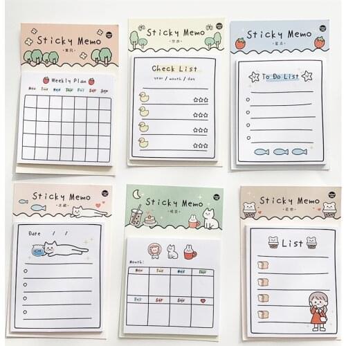 30 Sheets Sunny Days Sticky Message Notes Cute Memo Pads DIY Scrapbooking Planner Decorative Stationery Stickers Office Supplies
