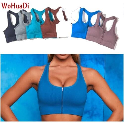 WOHUADI Seamless Women Clothes Sports Bra Zipper Vest Push Up Crop Top Female Fitness Gym Underwear Yoga Sportswear Workout