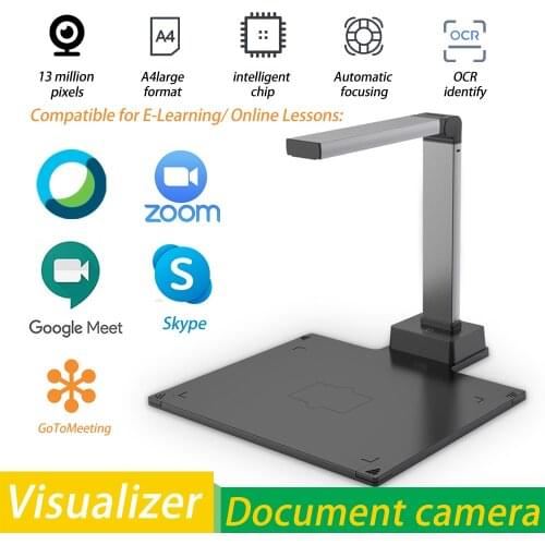 13MP USB Document Camera for Teacher,Book Scanner with LED Supplemental Light, OCR Function, Distance Education
